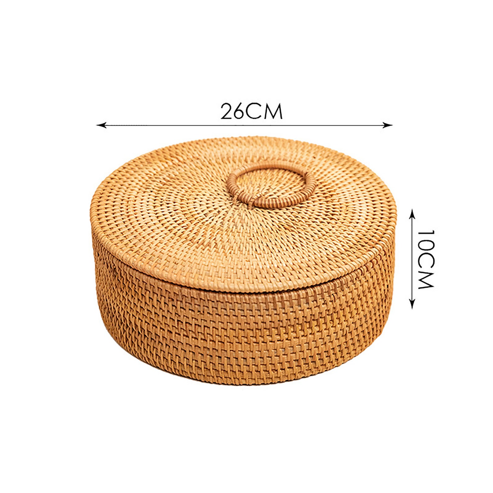 Round Rattan Basket With Lid Jewelry Basket Fruit Storage Etsy