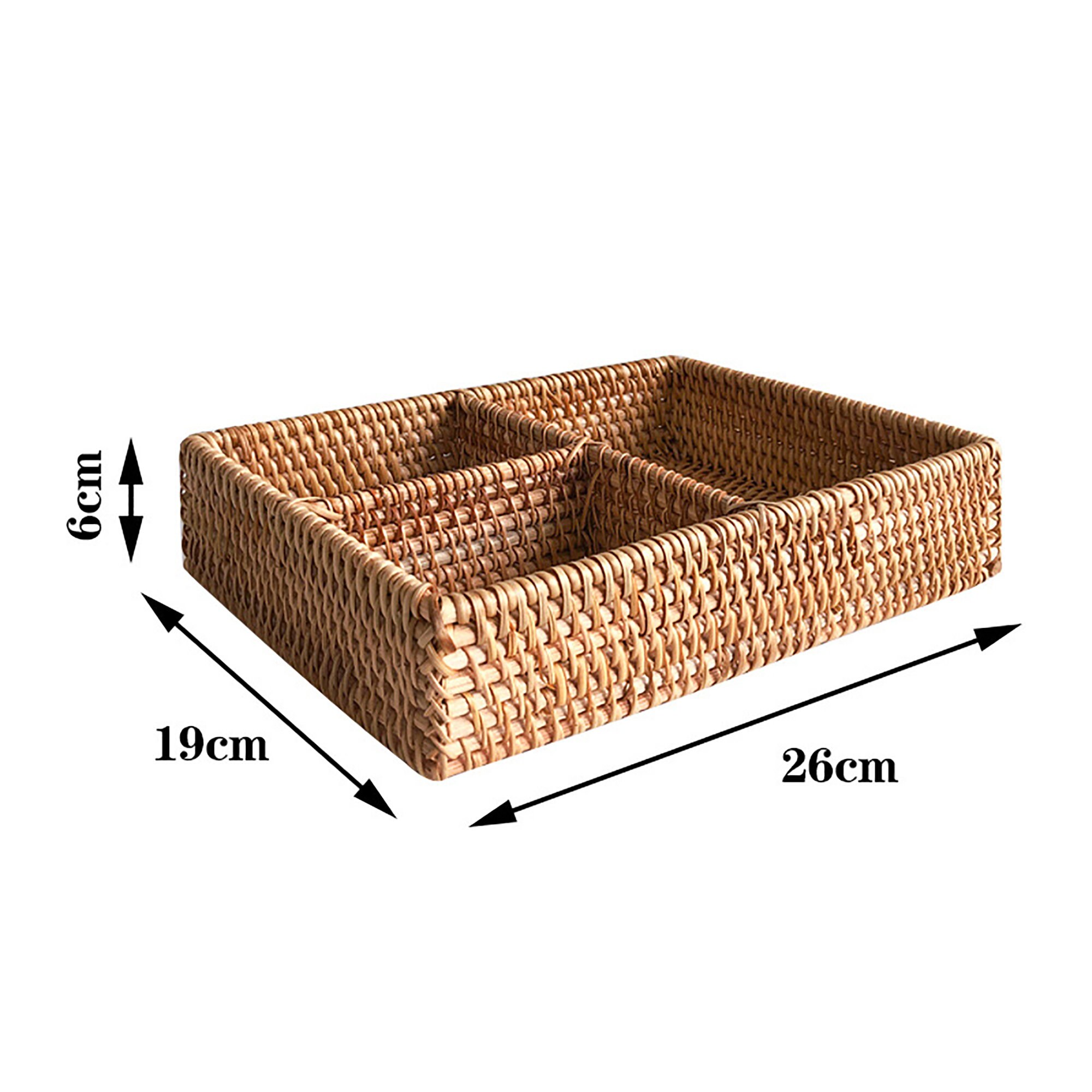 Woven Rattan Basket Table Top Desk Storage Basket With Etsy