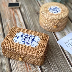 Mini Jewelry Box, Rattan Woven Box for Jewelry Storage, Birthday Gifts and Wedding Gift Box