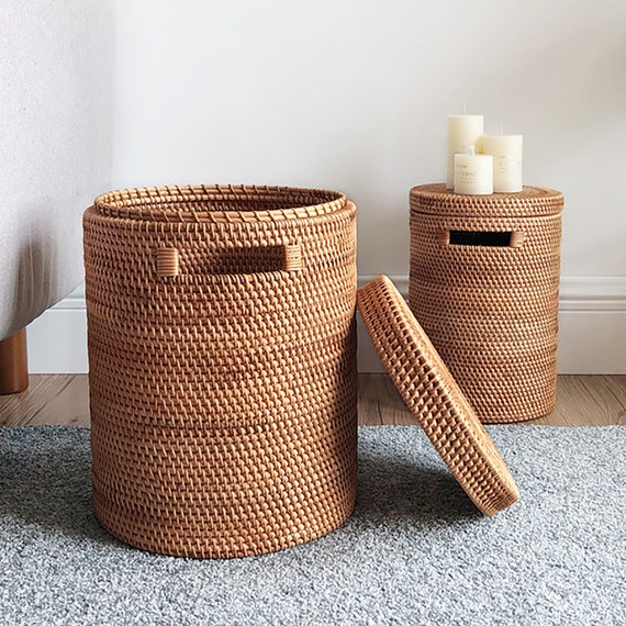 Rustic Wicker Basket With Lid Rattan Storage Bin Canada Rustic Wicker Basket With Lid Rattan, Storage Basket With Lid Canada