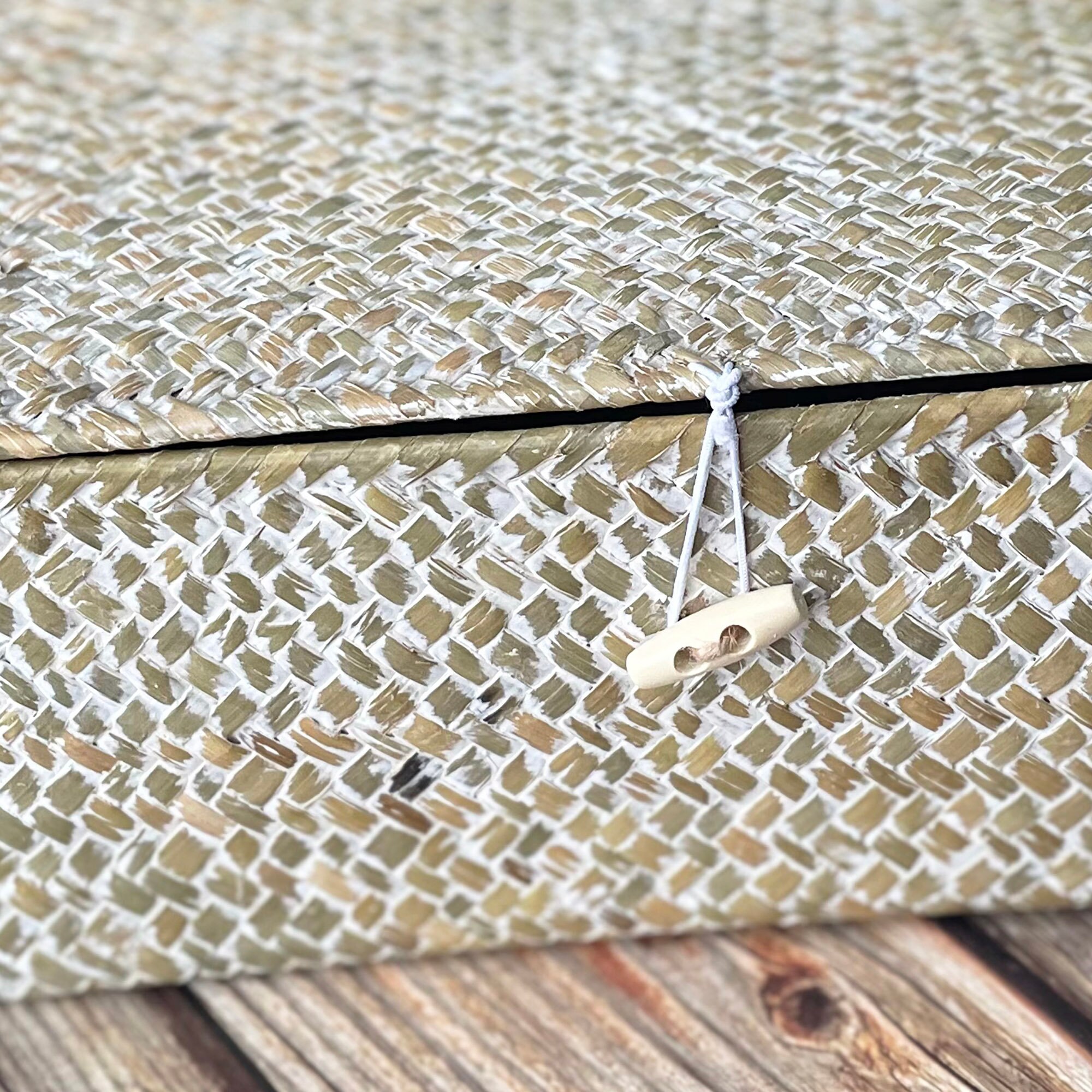 Woven Seagrass Basket With Lid White Wash Basket Easter Etsy