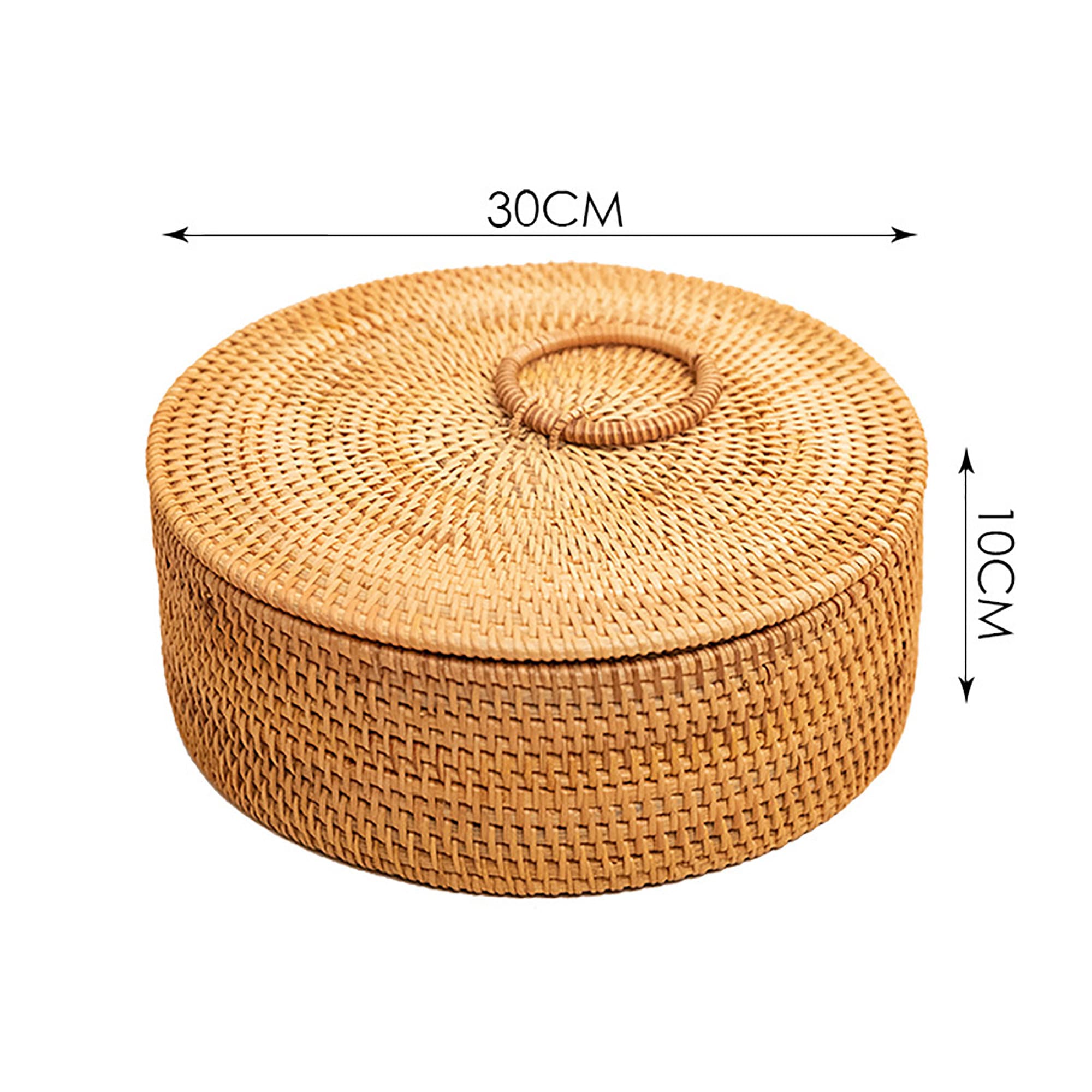 Round Rattan Basket with Lid Jewelry Basket Fruit Storage Etsy