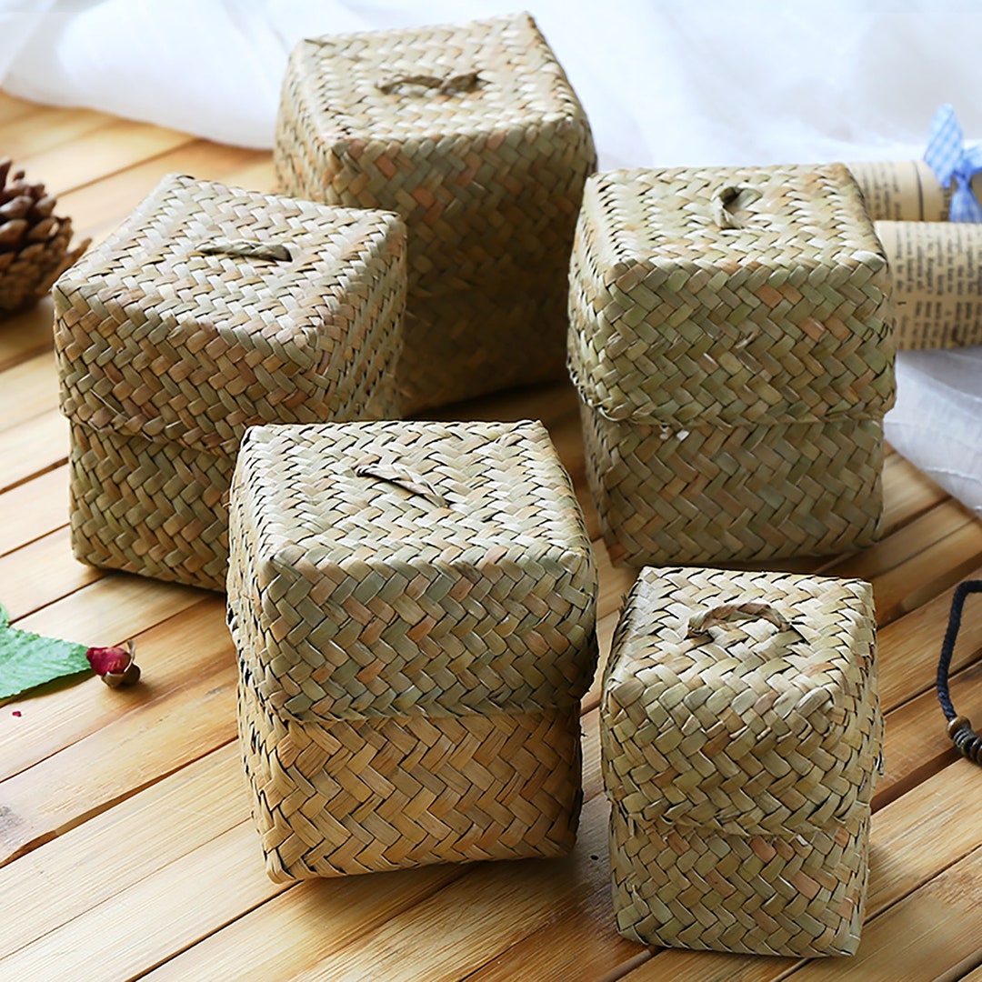 Woven Baskets With Lid for Wedding Gift Box Woven Planter - Etsy