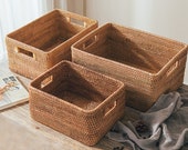 Wicker Woven Basket with Handles, for Home Storage, Rattan Storage Basket, Fruit Basket