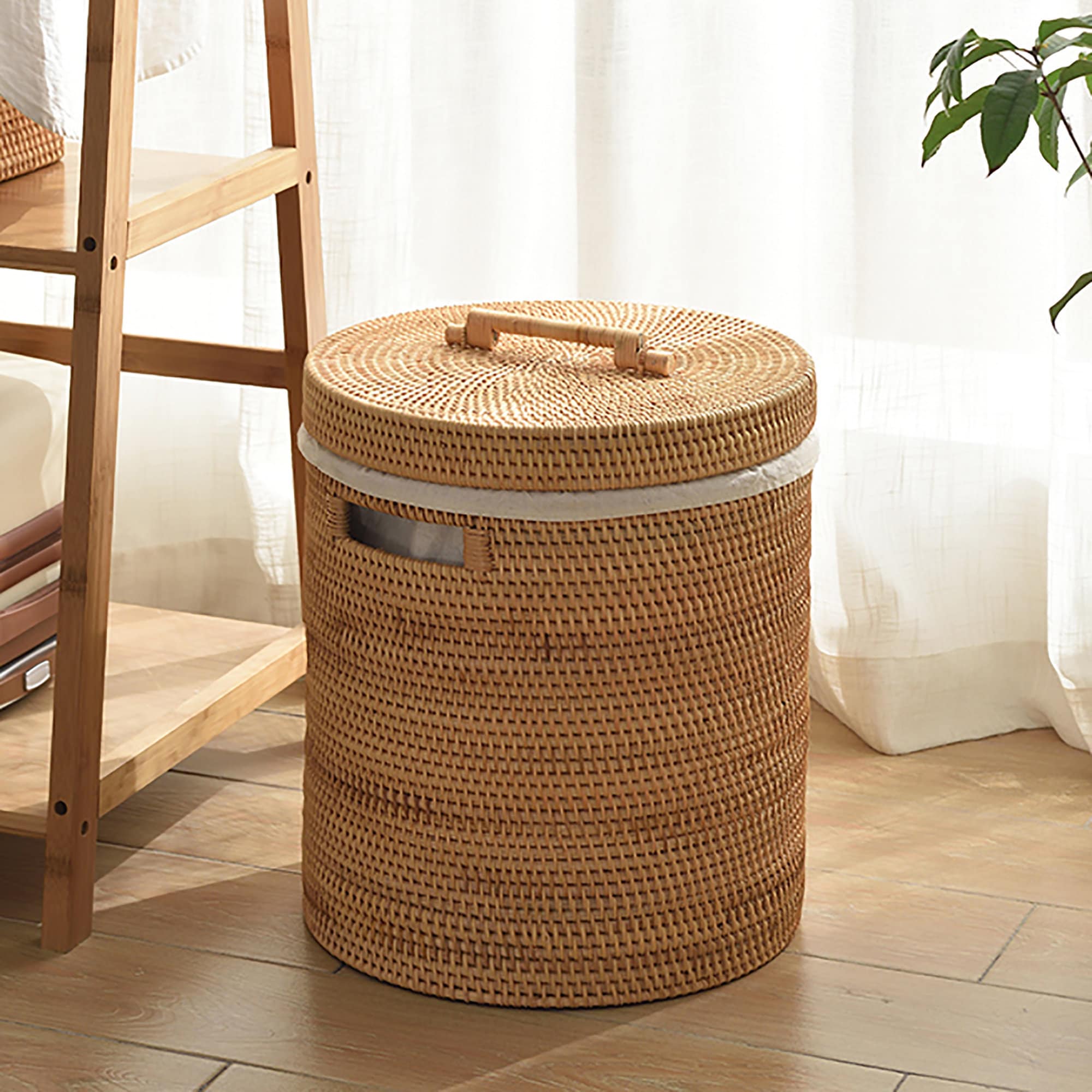 Großer gewebter Wäschekorb mit Deckel Rattan Wäschedose für Etsy.de