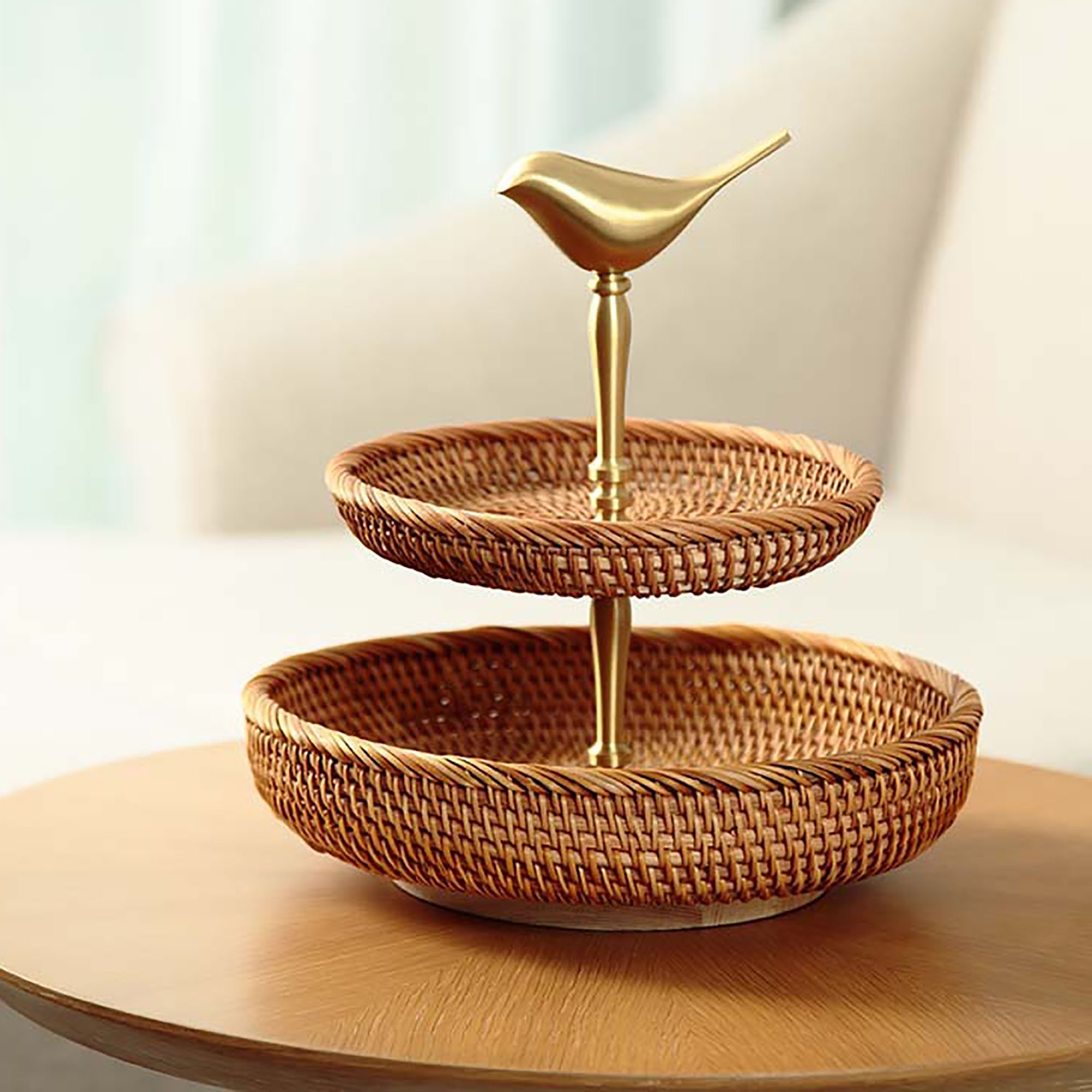 Woven Rattan Dessert Display Trays Rattan Tray for Coffee Etsy