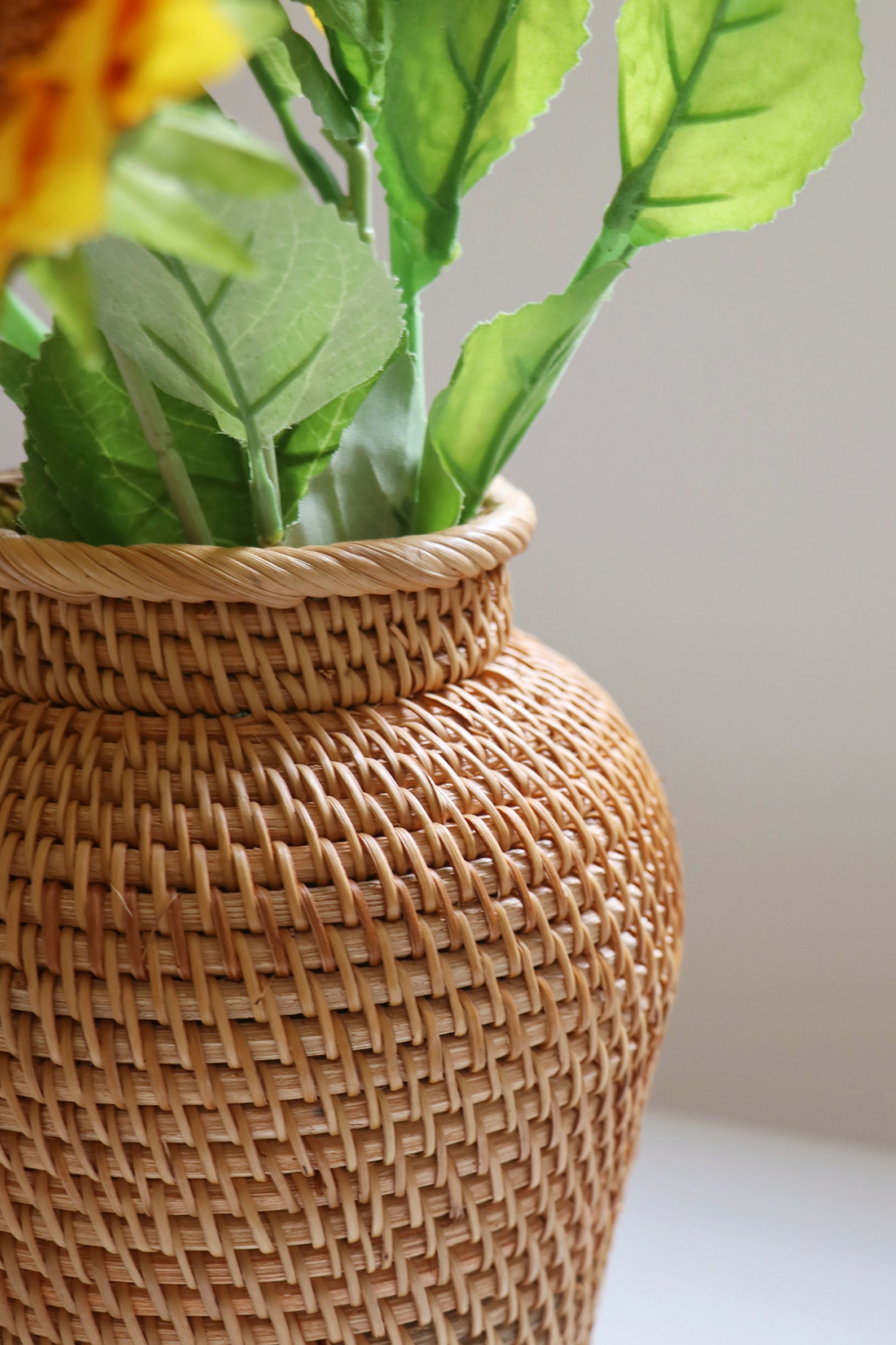 Rustic Rattan Vase for Coffee Table Decoration Small Flower Etsy