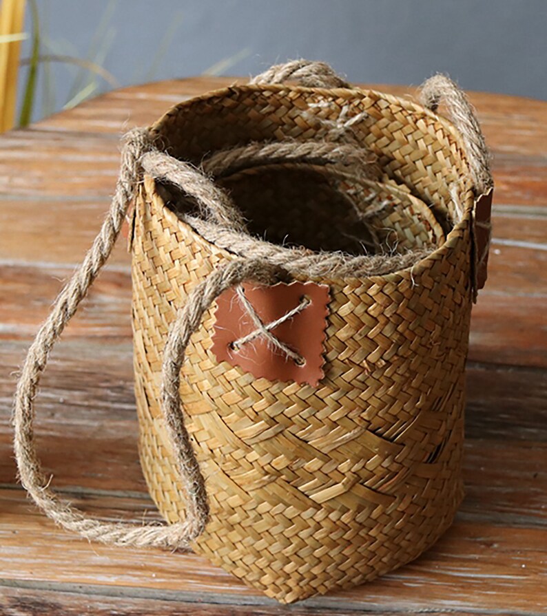 Seagrass Basket with Handle Small Storage Basket Seagrass Etsy