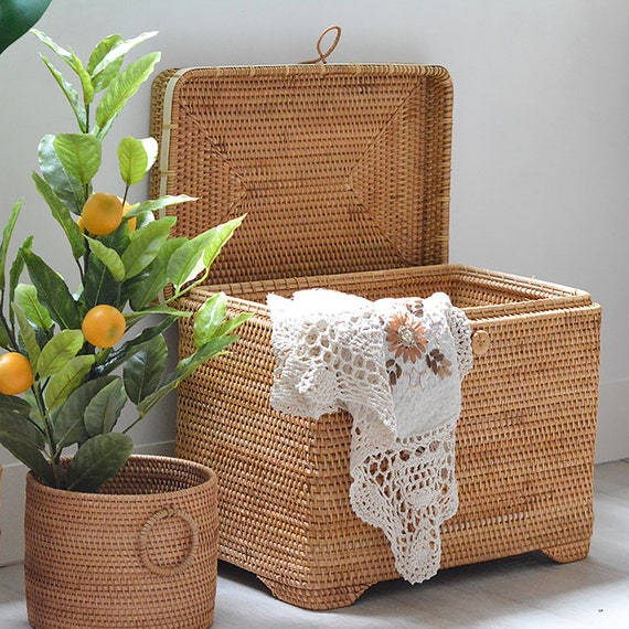 Rattan Fruit Basket Woven Wicker Storage Baskets Container