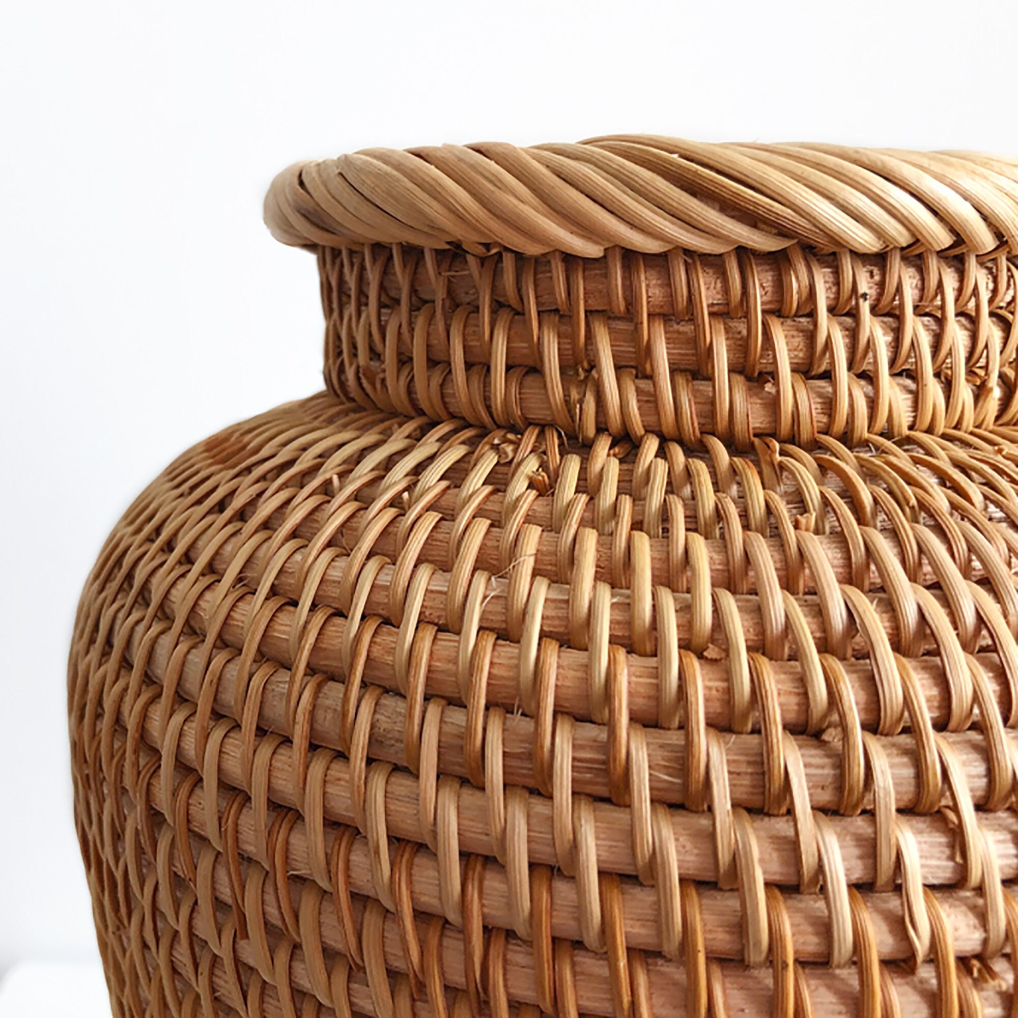 Rustic Rattan Vase for Coffee Table Decoration Small Flower Etsy