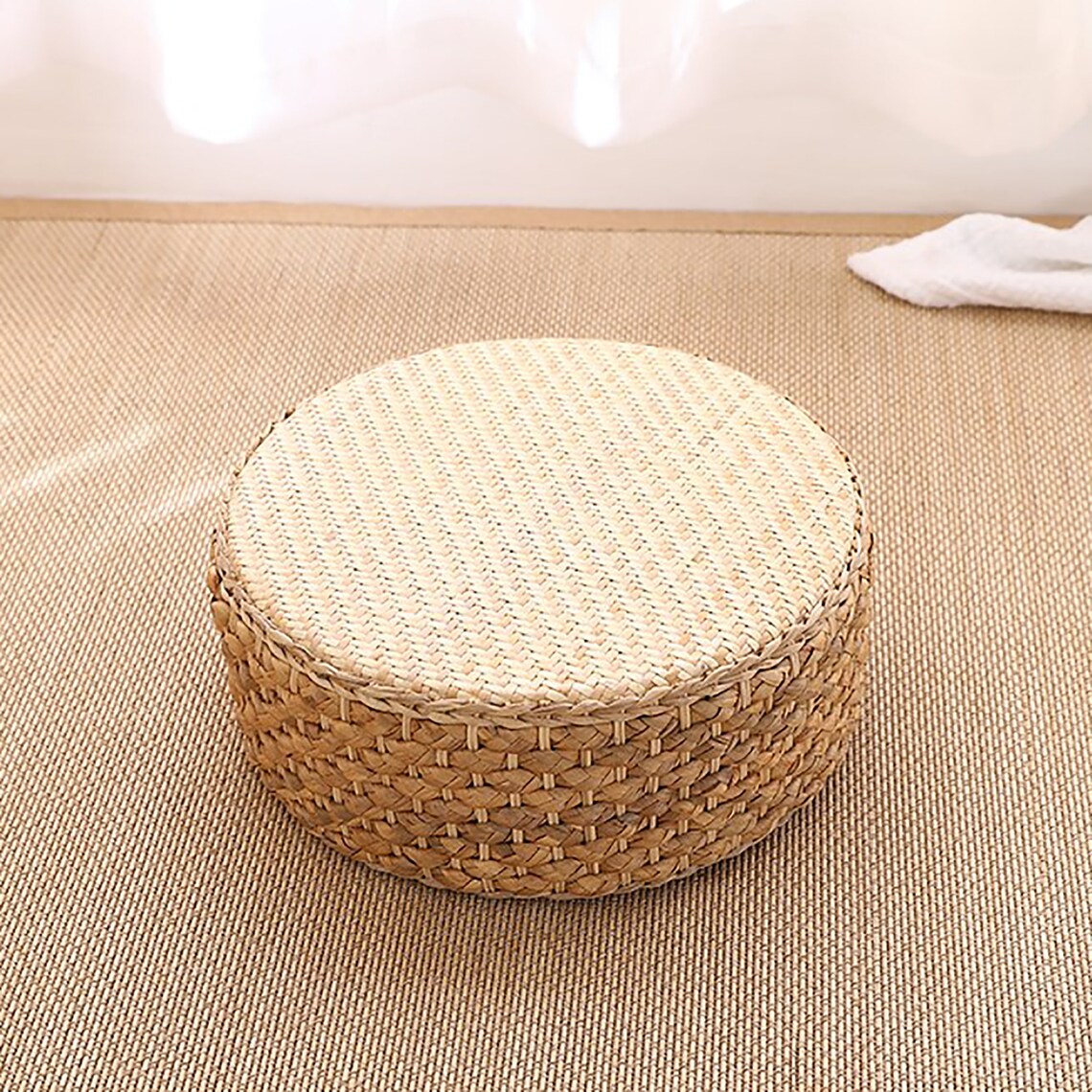 Straw Cushion for Picnic Wicker Floor Cushion Straw Pouf Etsy