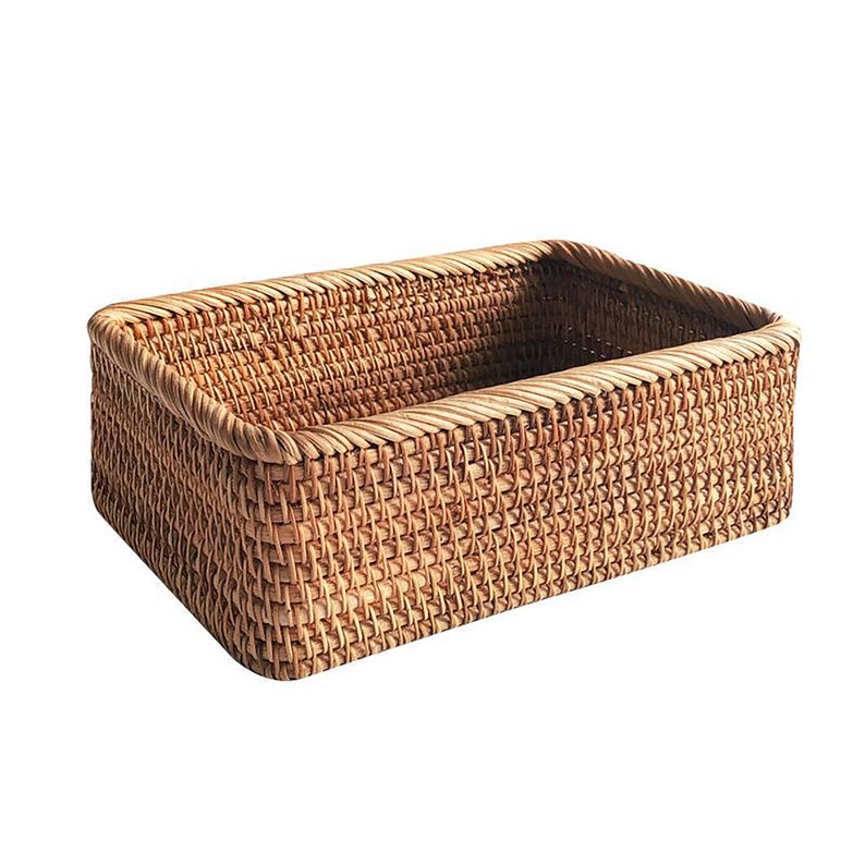 Rustic Woven Rattan Basket Serving Ottoman Wicker Baskets for Etsy