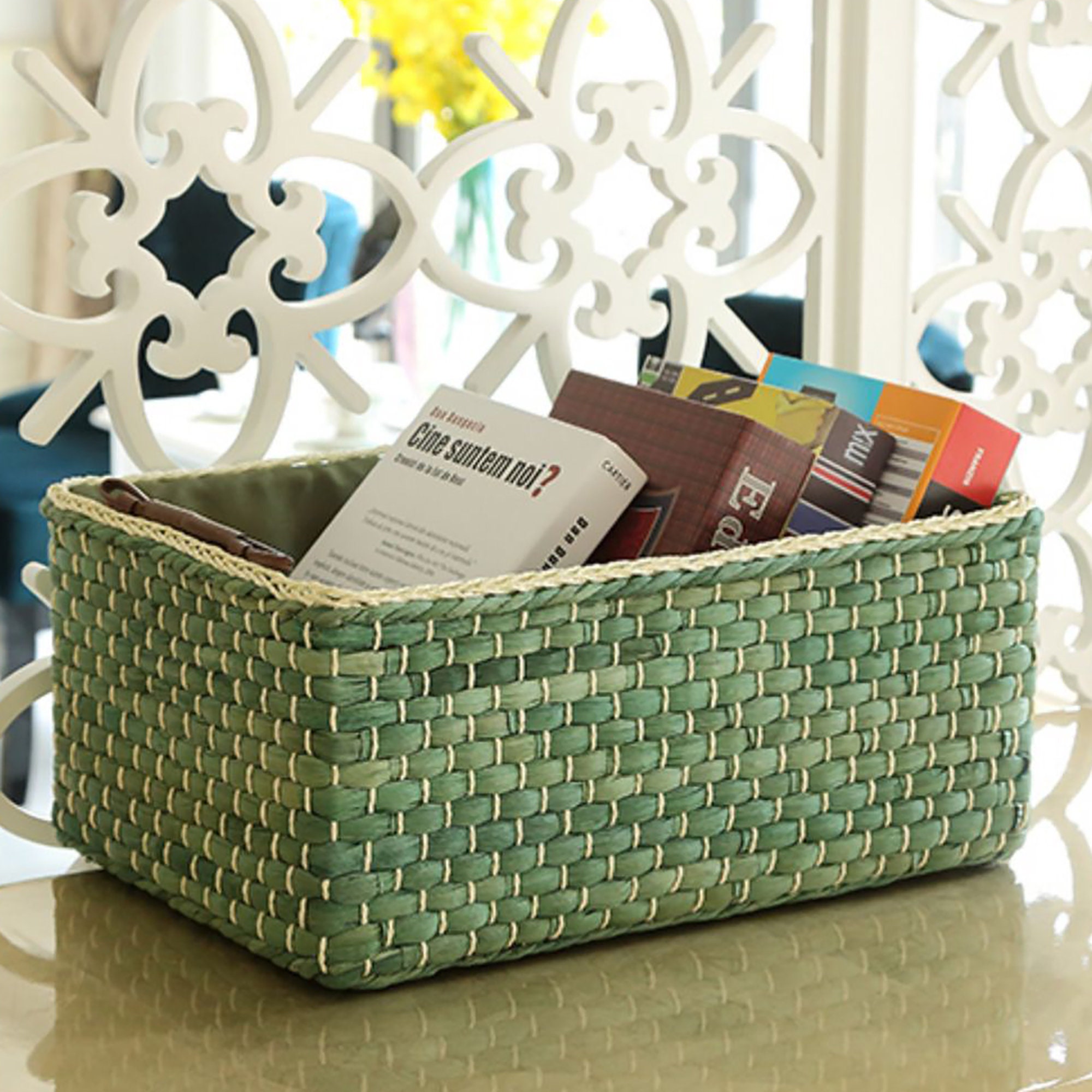 Straw Woven Basket for Storage Laundy Baskets with Leatehr Etsy