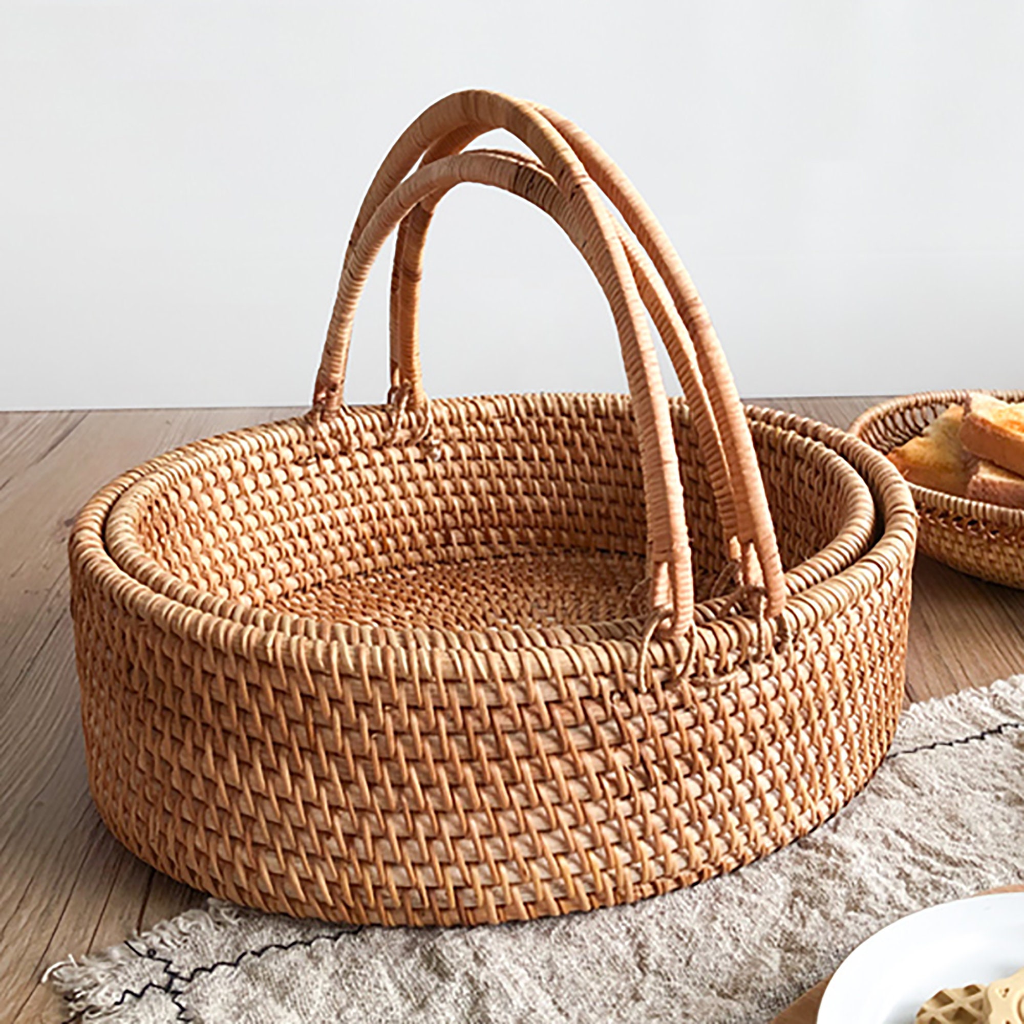 Fruits Basket with Handle Wicker Basket for Home Organizing Etsy