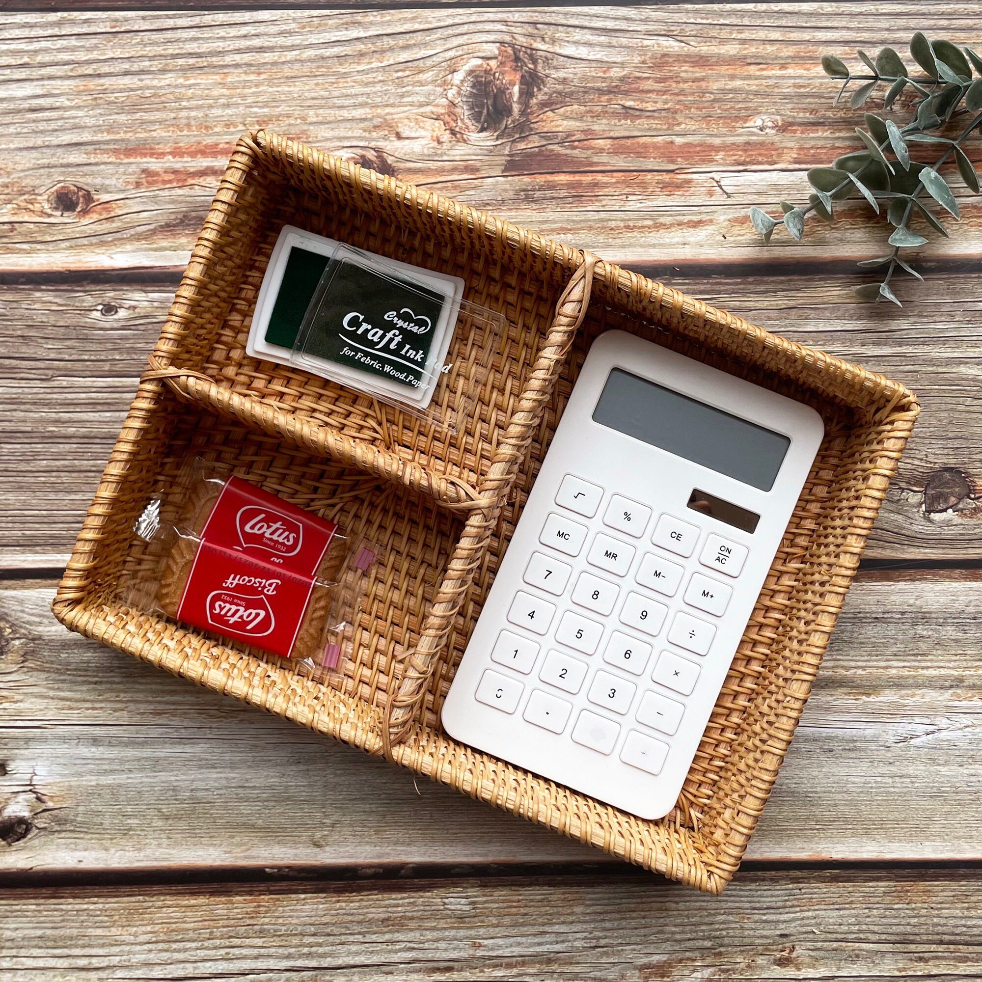Woven Rattan Basket Table Top Desk Storage Basket With Etsy