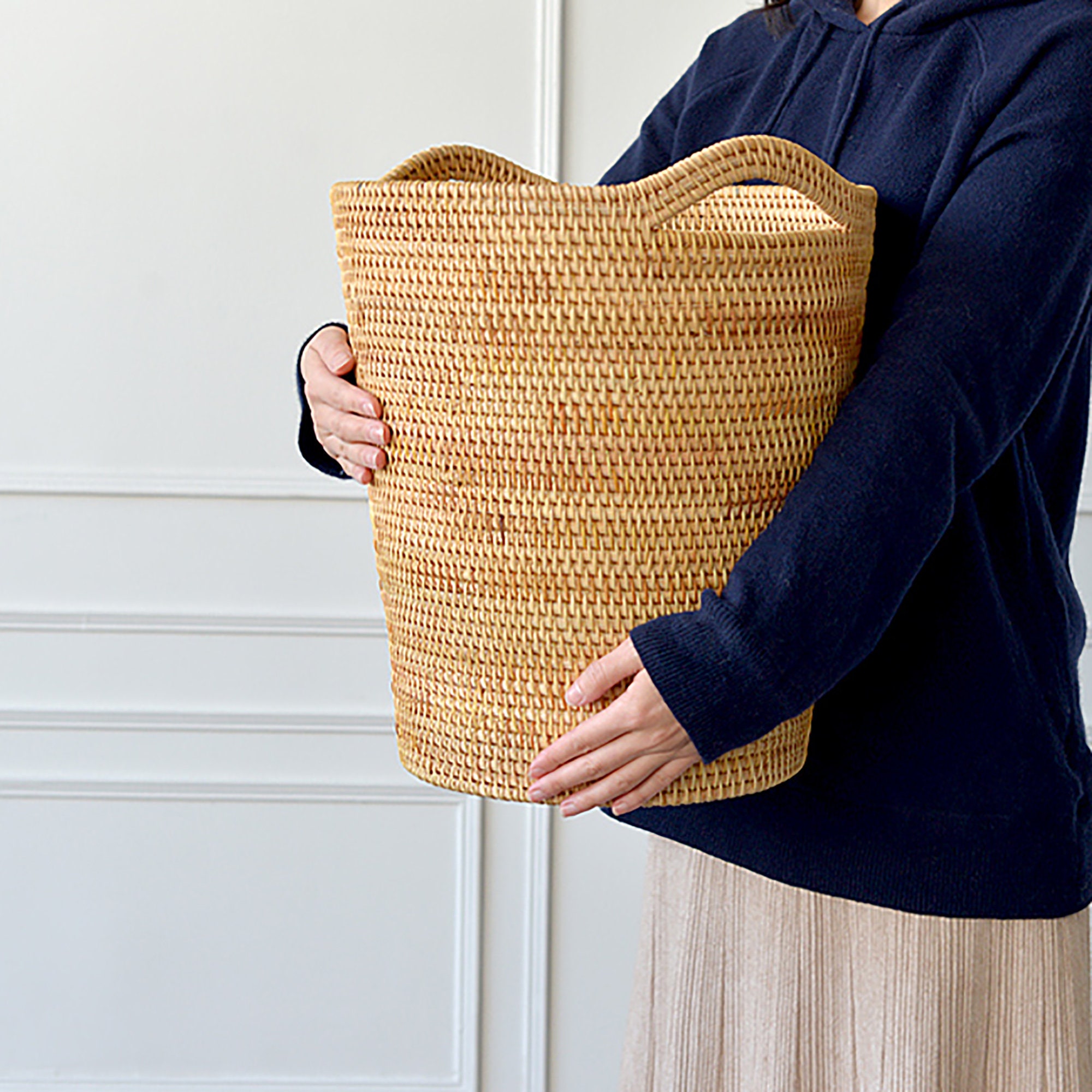 Large Woven Laundry Basket with Handle Laundry Box with Linen Etsy