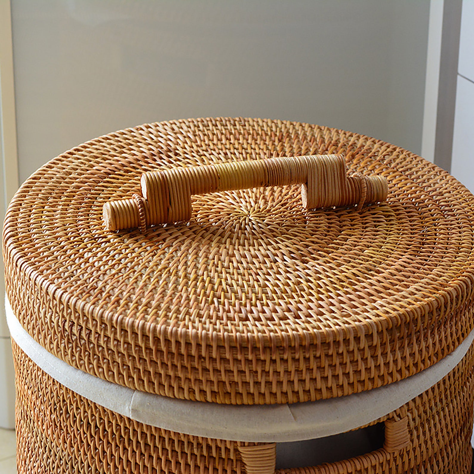 Large Woven Laundry Basket With Lid Rattan Laundry Box for - Etsy UK
