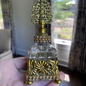 Vintage Czech Glass Ornate and Stunning Perfume Bottle