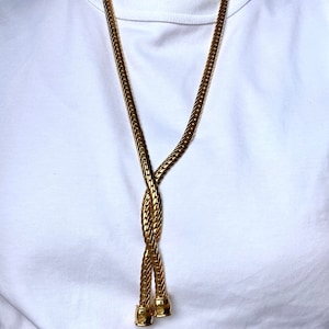 Vintage 1980&#39;s Monet 24K Gold Plated Thick Statement Necklace