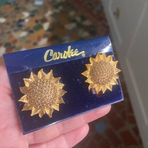 NOS Sunflower with Crystal Carolee Earrings