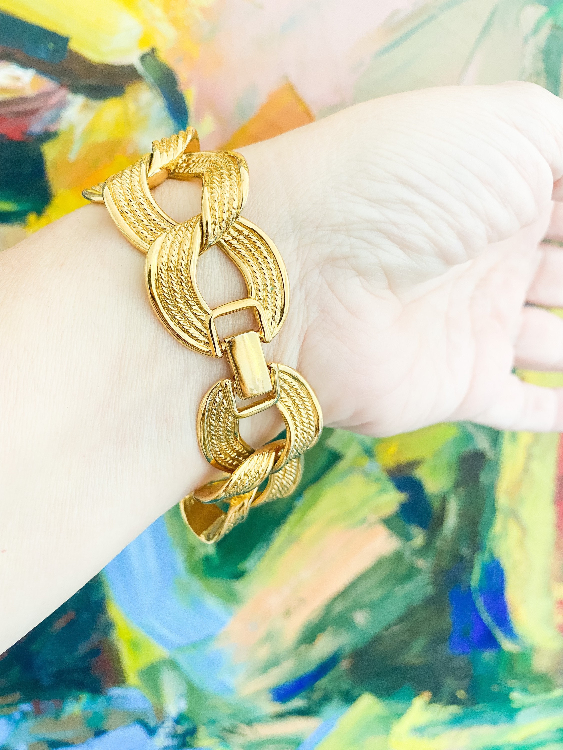 Vintage Gold Plated Napier Link Chain Bracelet - Etsy