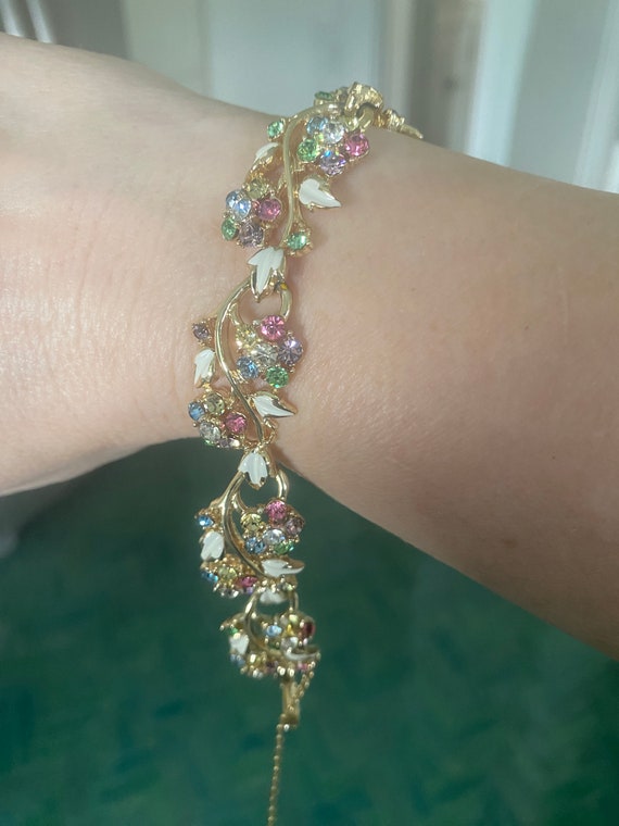 Fabulous MCM Coro Pastel Enamel and Crystal Bracel