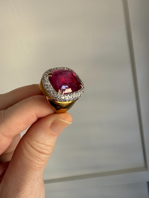 Ruby Red Crystal Statement Ring - image 2
