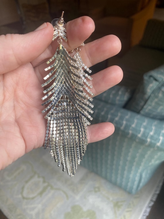 Dramatic Hand Pronged Statement Crystal Earrings - image 4