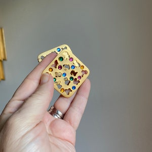 Vintage Square Multi Colored Stone Statement Earrings