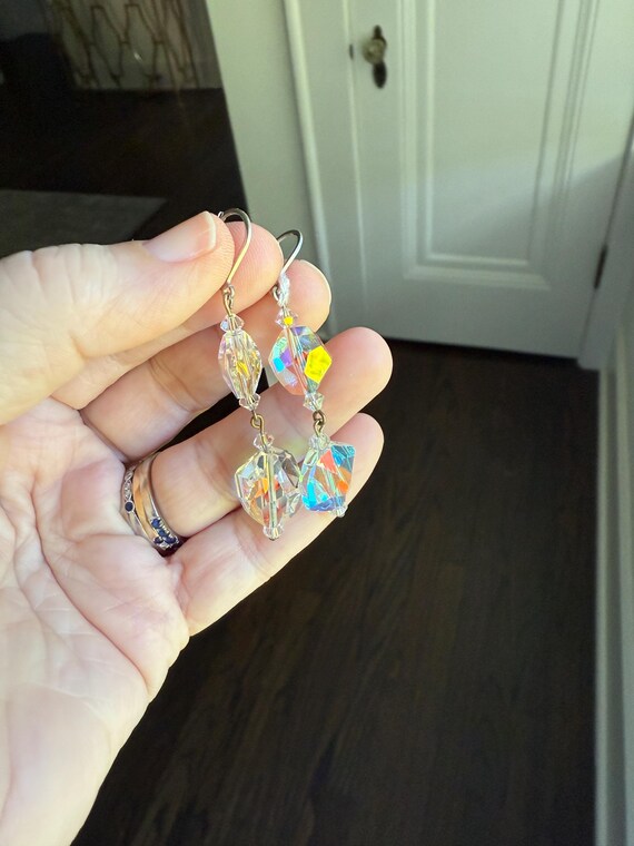 Sterling Silver AB Crystal Dangles - image 3