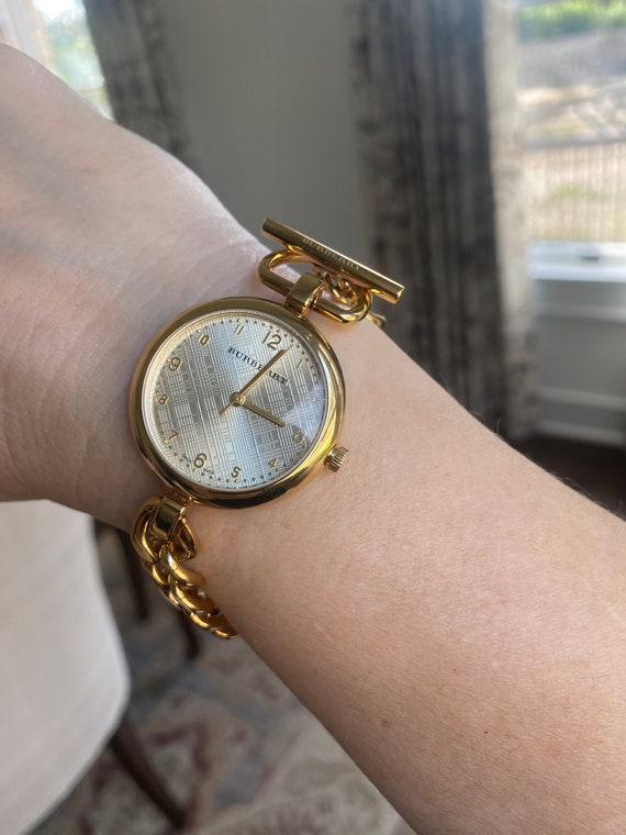 Vintage Burberry Gold Plated Chain Watch