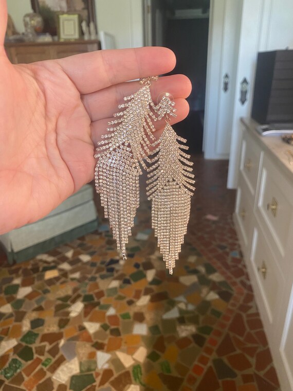 Dramatic Hand Pronged Statement Crystal Earrings - image 5