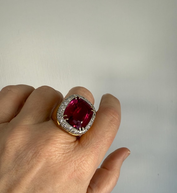 Ruby Red Crystal Statement Ring - image 1