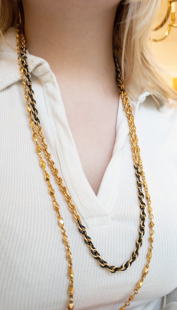 Vintage Monet Gold Wheat Chain with Black Links