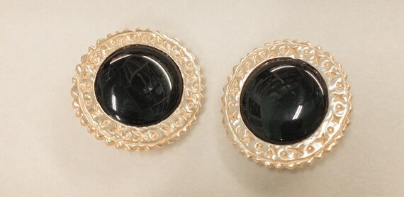 Black Onyx and Gold Plated Handmade Earrings - image 2