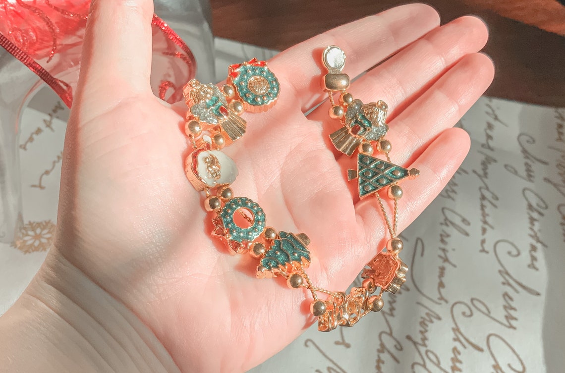 Vintage Christmas Charm Bracelet with Magnetic Clasp | Etsy