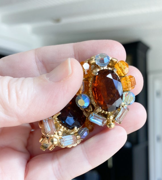 Fabulous Mid Century Glass Topaz Earrings