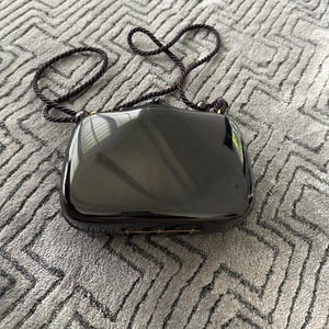 Vintage Furla Black Hardcase Bag with Knot Detail