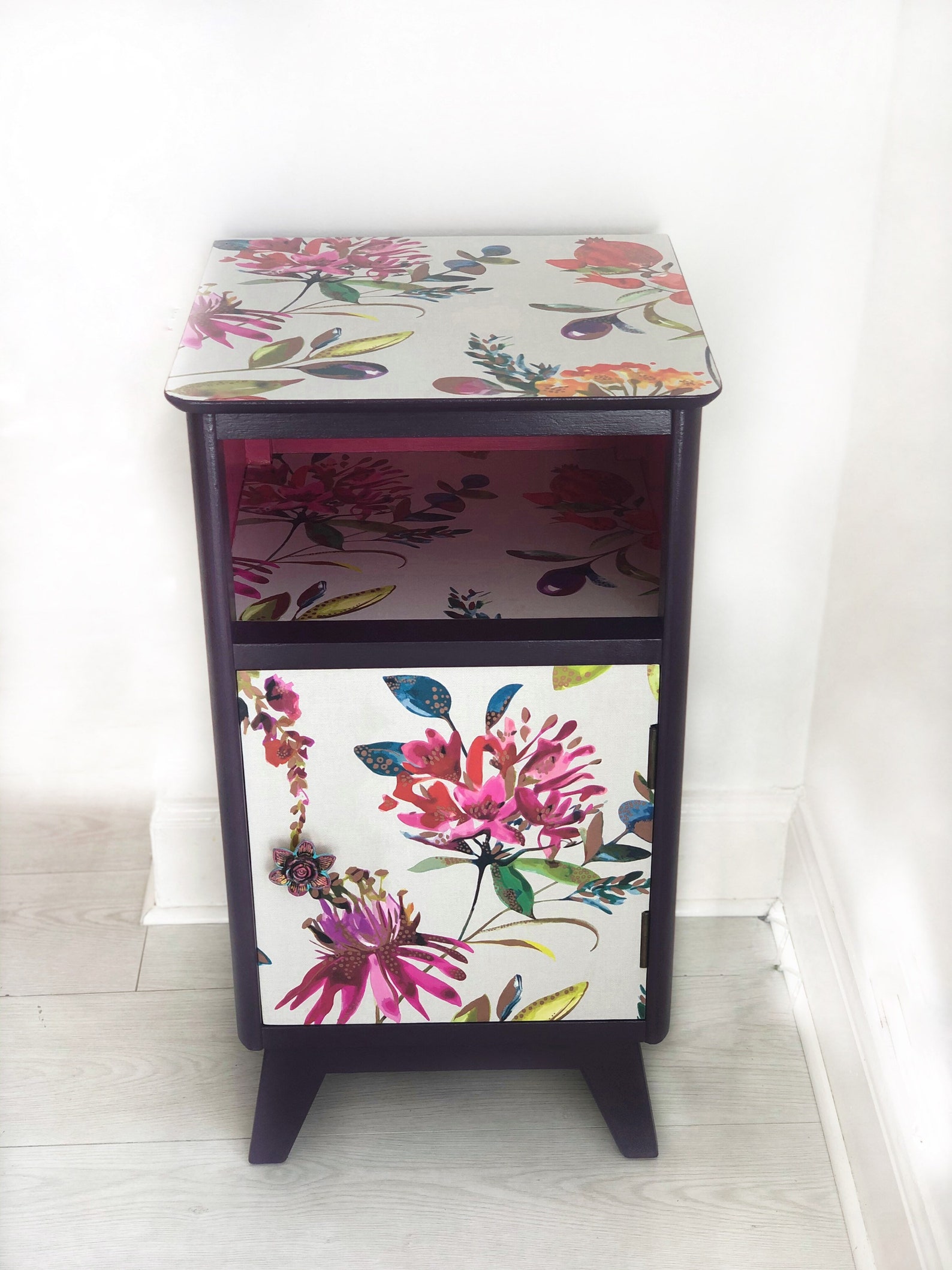 Vintage upcycled by Homeworthy. Purple pink & floral Etsy