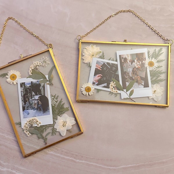 Hanging Pressed Flower Frame with Instax Photo | Mothers Day Gift | Handmade Gift