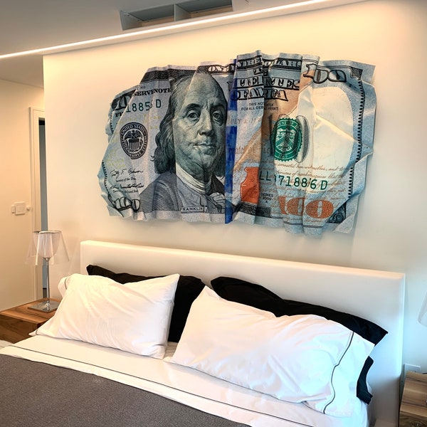 Blue Benjamins 3D custom made wall art