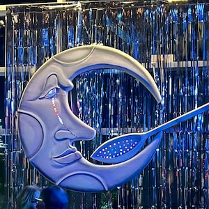 Studio 54 Moon Foam Relief Sculpture Handcrafted 6ft Replica with LEDs and Moving Spoon