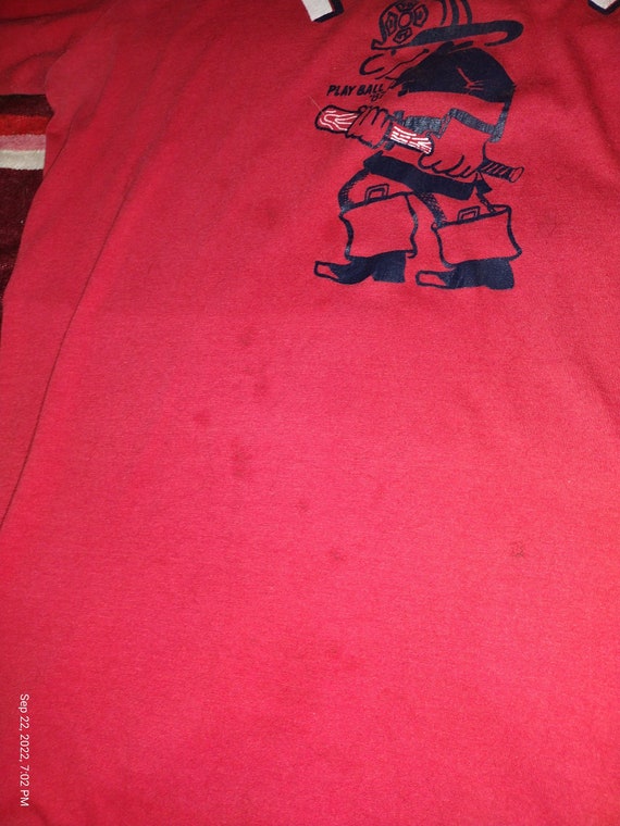 Vintage 70s FDNY Firefighter Red Ringer Tee XL T … - image 7