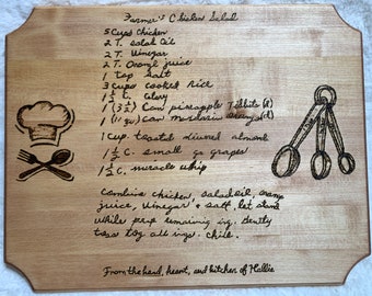 Handwritten Recipe Cutting Board/Recipe Cutting Board/ Mothers Day Gift/ Gift for Mom/ Engraved Cutting Board/ Personalized Cutting Board