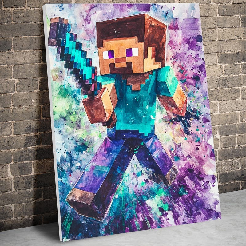 Minecraft Hand Painted Mincraft Painting - Etsy