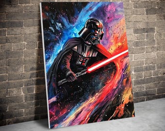 Darth Vader Watercolor Canvas, Star Wars Galactic Art