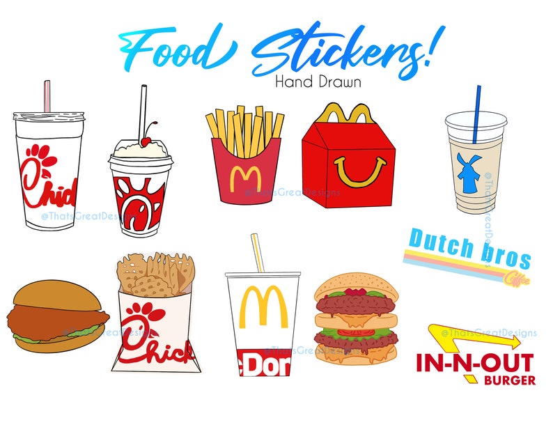 Food Stickers Chick fil a stickers Mcdonalds stickers | Etsy
