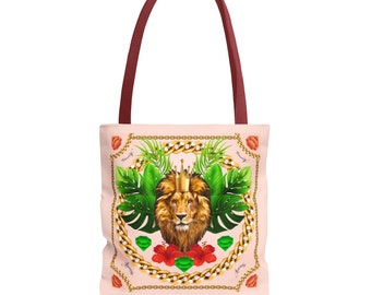 Lion Gold Chains Tote Bag by Monarchy Peach