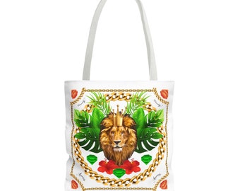 Lion Gold Chains Tote Bag van Monarchy White