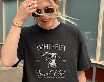 Whippet T-shirt, Whippet Social Club Shirt, Gildan, Whippet Geschenke, Hundeliebhaber Shirt, Geschenke für Hundeliebhaber